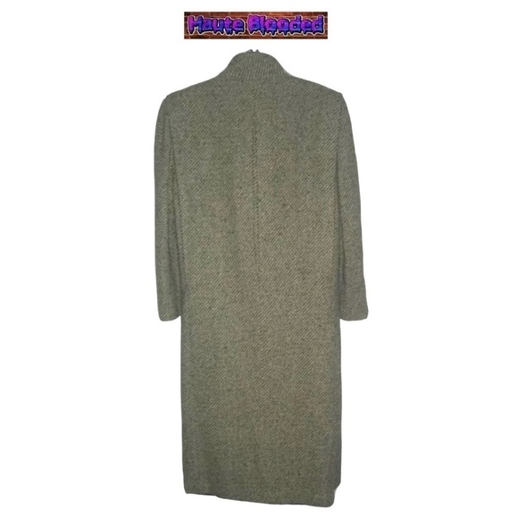 Vintage 80's Saxton Hall Floor Length Virgin Wool Herringbone Dark Academia Coat - Picture 7 of 16